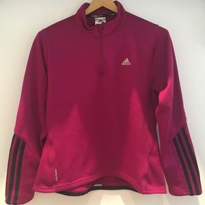 ADIDAS Deep Pink Technical Fleece 1/4 Zip Neck Top